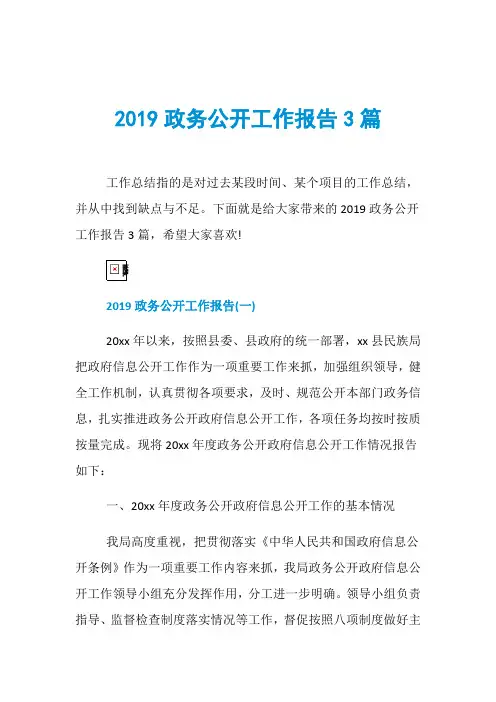 2019政务公开工作报告3篇