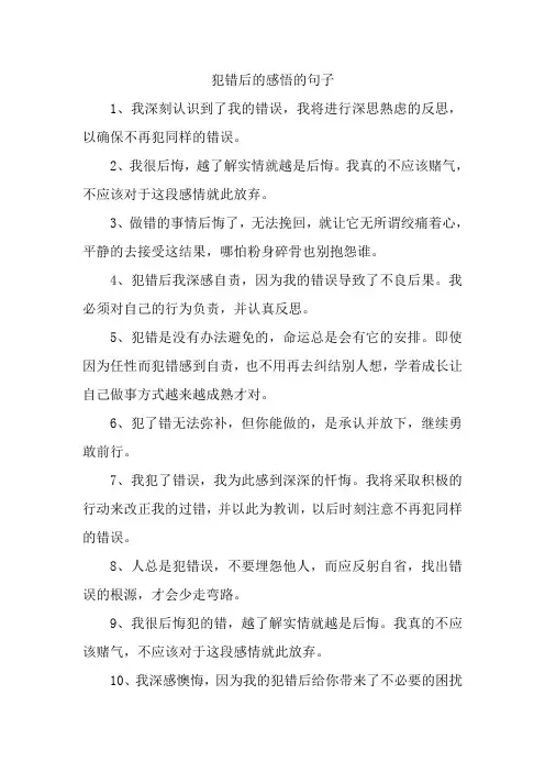 犯错后的感悟的句子