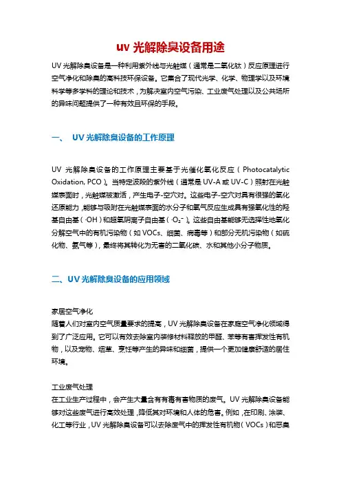 uv光解除臭设备用途