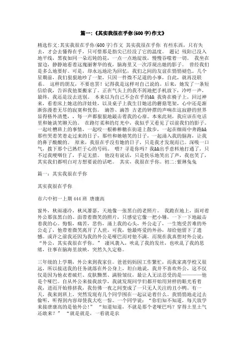以其实我很在乎为题的作文不少于600字