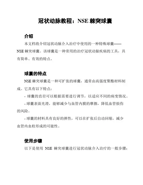 冠状动脉教程：NSE棘突球囊
