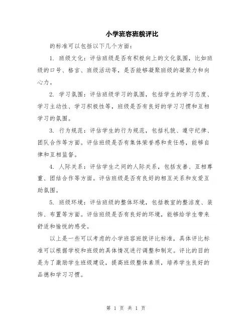 小学班容班貌评比