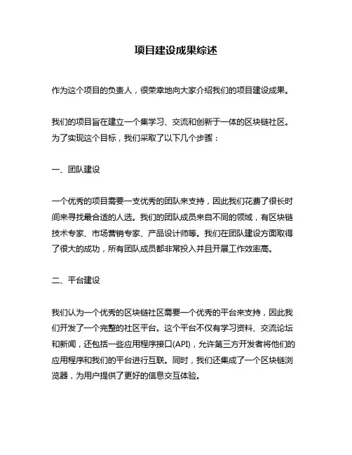 项目建设成果综述