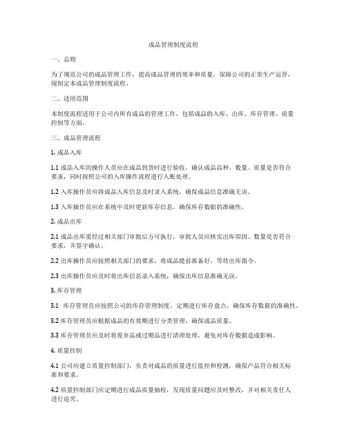 成品管理制度流程