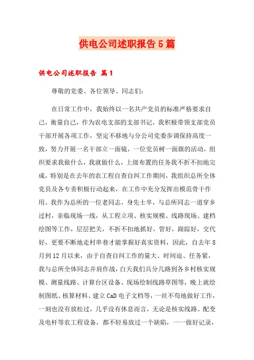 供电公司述职报告5篇