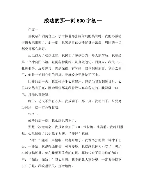 成功的那一刻600字初一