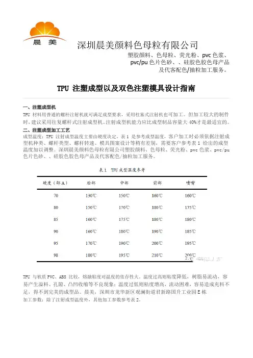 TPU 注塑成型以及双色注塑模具设计指南