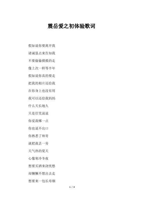 震岳爱之初体验歌词