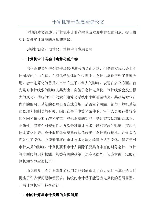 计算机审计发展研究论文