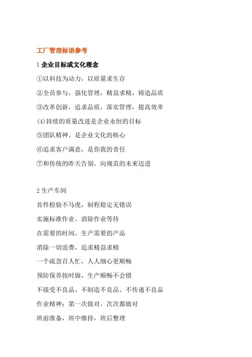 工厂管理标语参考