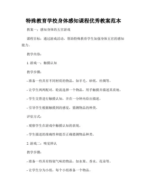 特殊教育学校身体感知课程优秀教案范本