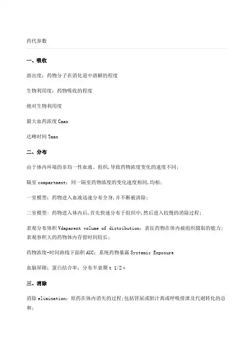 药代动力学参数