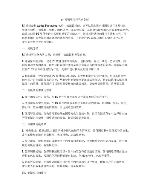 ps滤镜应用知识点总结