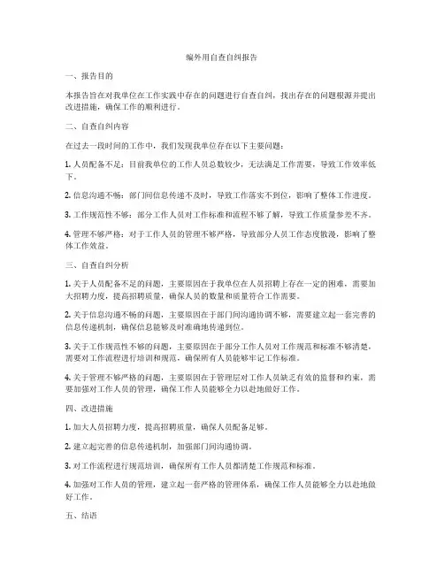 编外用自查自纠报告