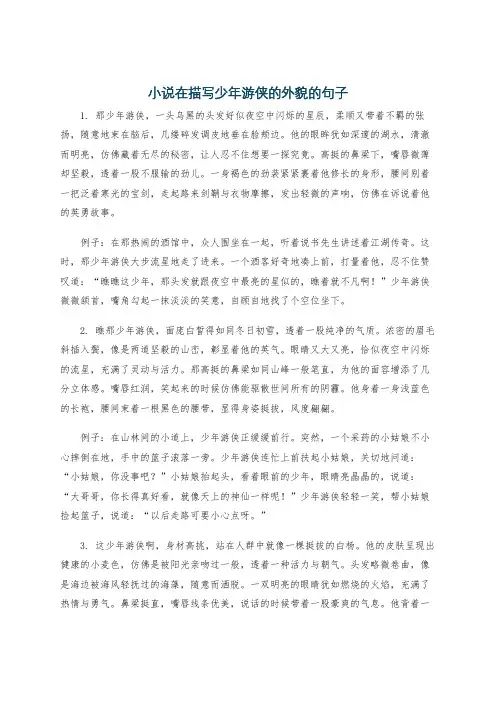 小说在描写少年游侠的外貌的句子
