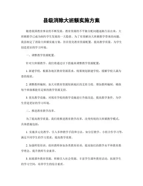 县级消除大班额实施方案