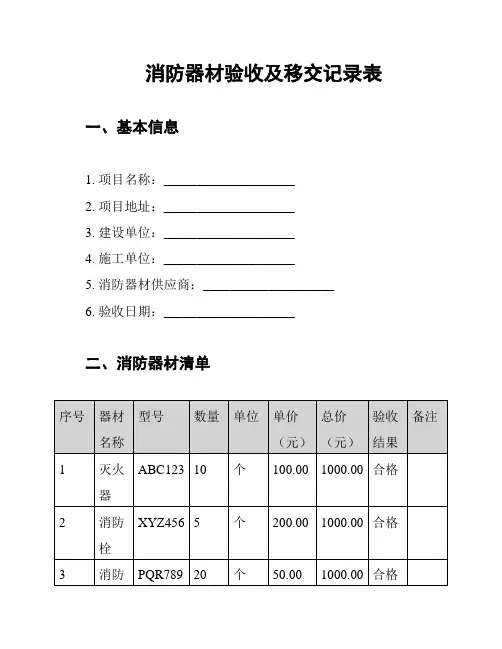 消防器材验收及移交记录表