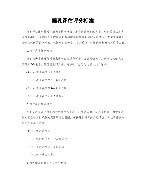 瞳孔评估评分标准