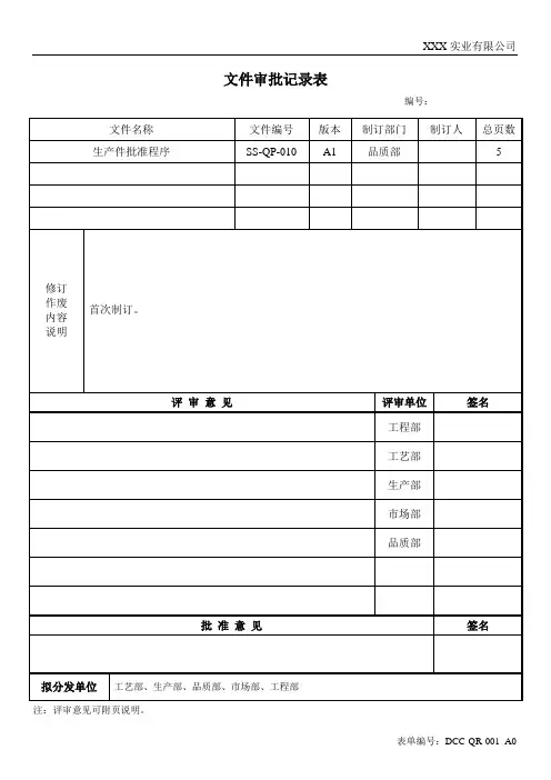 PPAP生产件批准程序