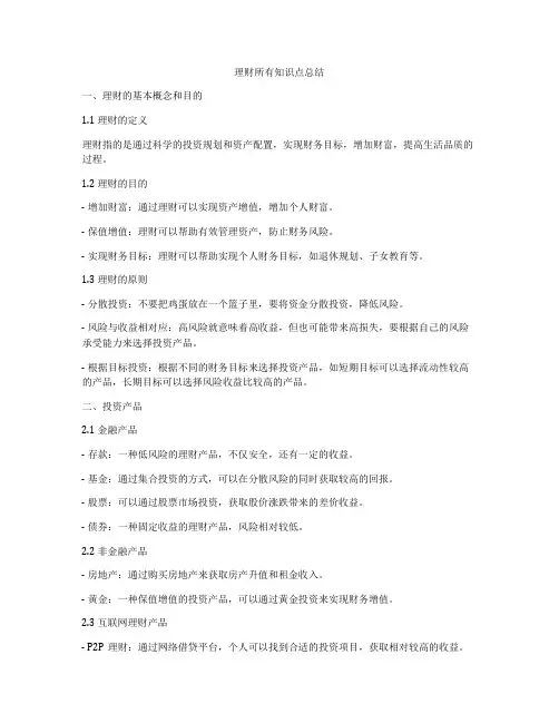 理财所有知识点总结