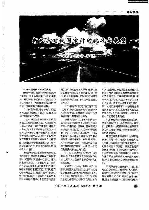 新经济对我国审计的挑战与展望
