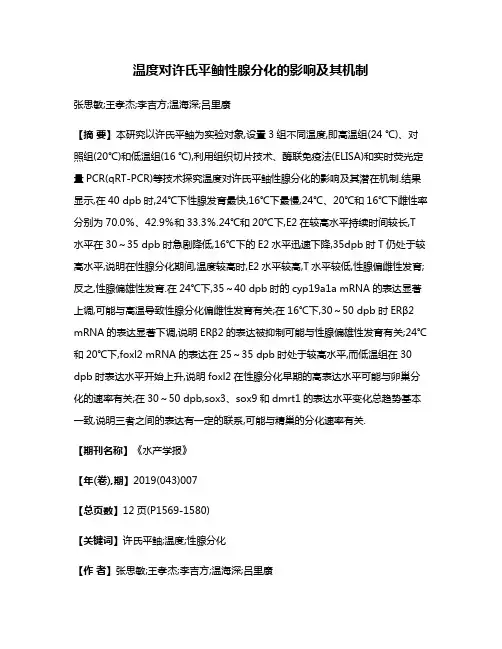 温度对许氏平鲉性腺分化的影响及其机制