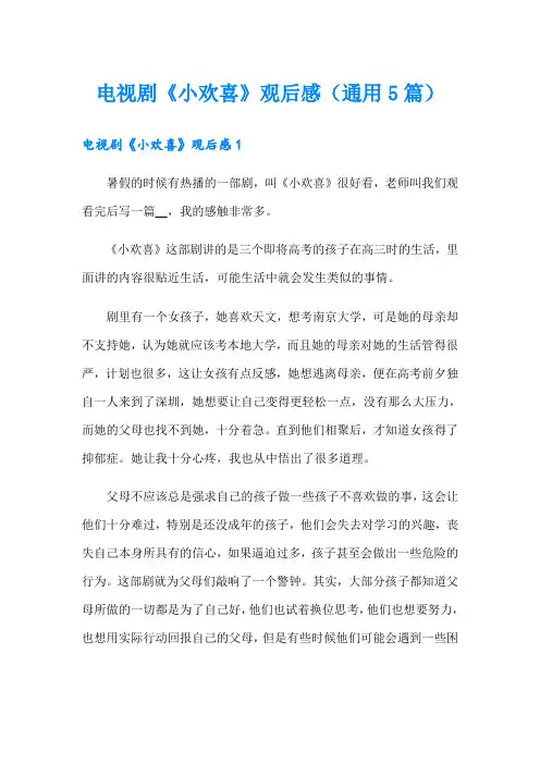 电视剧《小欢喜》观后感(通用5篇)