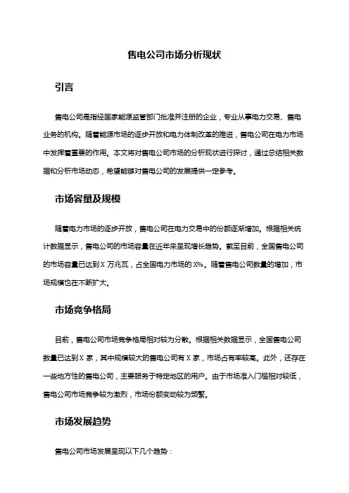 2024年售电公司市场分析现状