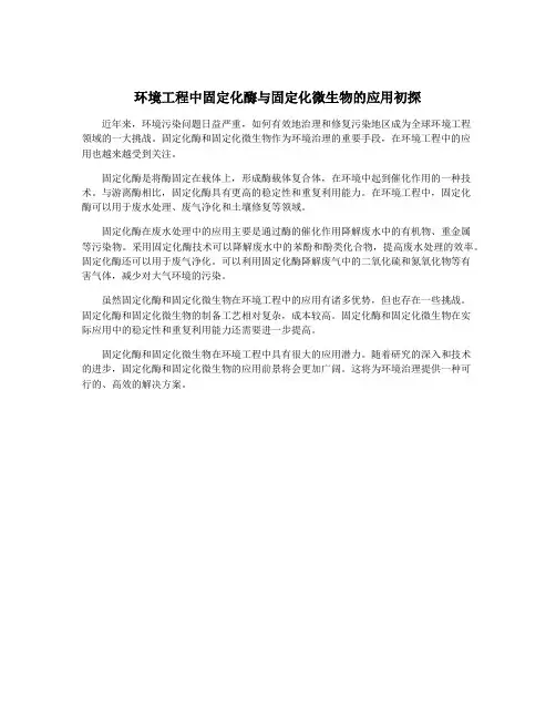 环境工程中固定化酶与固定化微生物的应用初探