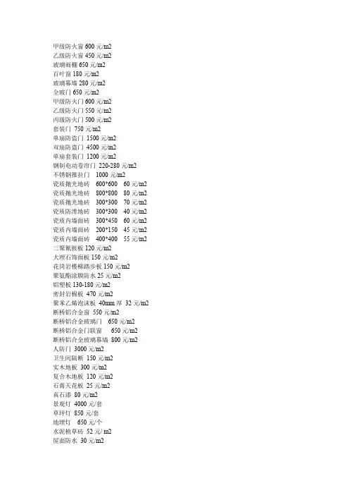 人工费价格参考