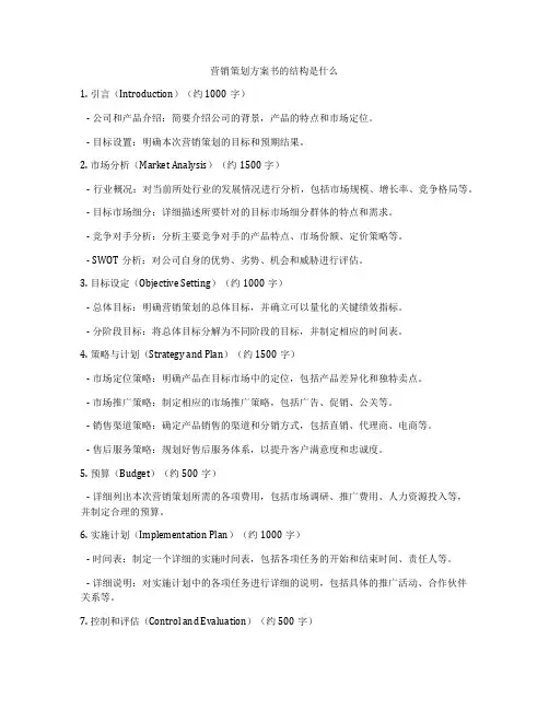 营销策划方案书的结构是什么