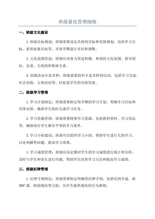 班级量化管理细则