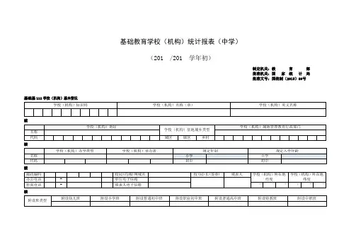 基础教育学校(机构)统计报表(中学)