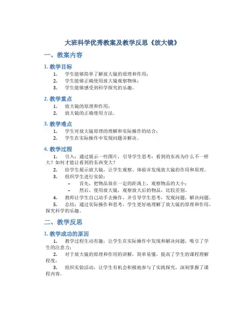 大班科学优秀教案及教学反思《放大镜》