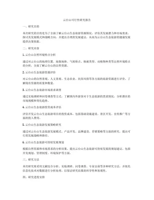 云台山可行性研究报告