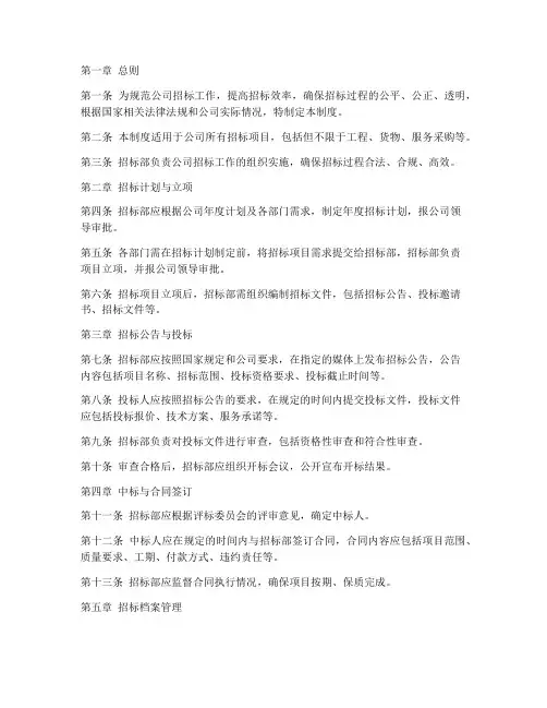 公司招标部部管理制度