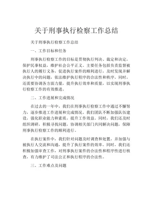 关于刑事执行检察工作总结