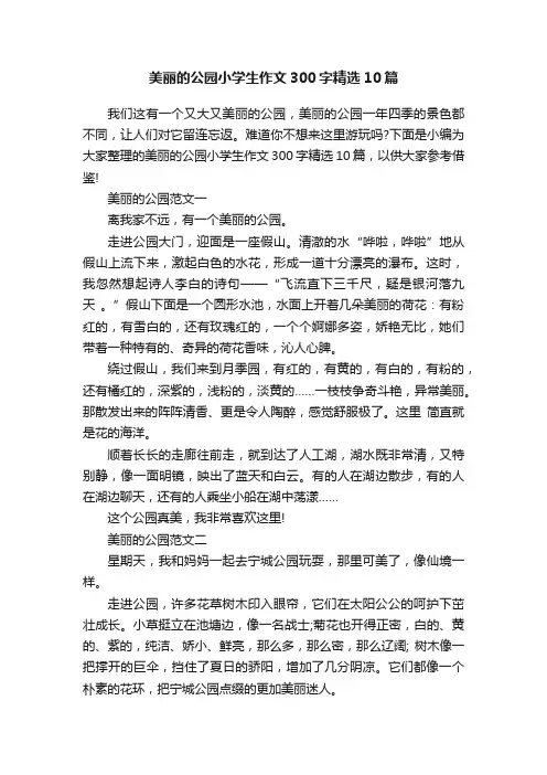 美丽的公园小学生作文300字精选10篇