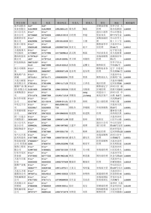 大连企业名录2011