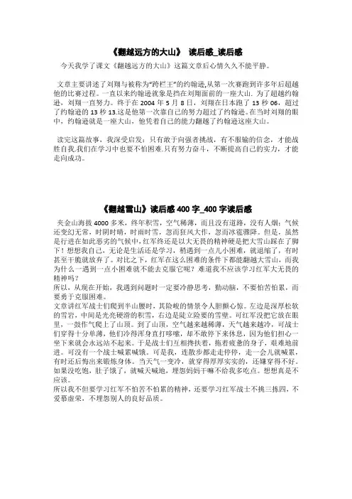 《翻越雪山》读后感400字_400字读后感