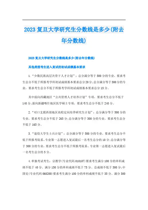 2023复旦大学研究生分数线是多少(附去年分数线)