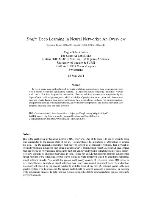 《神经网络与深度学习综述DeepLearning15May2014