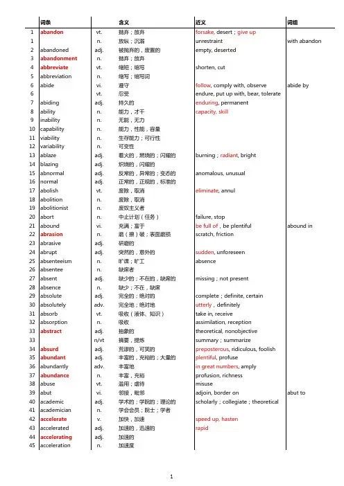 TOEFL词汇  excel版