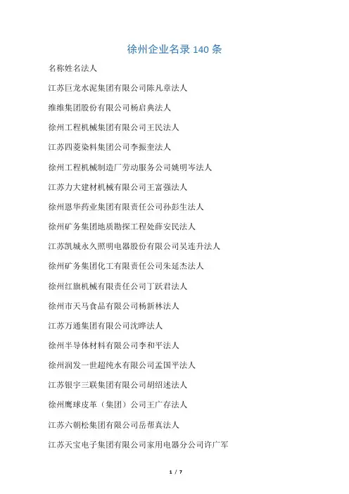 徐州企业名录140条
