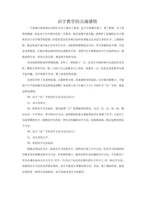 识字教学的点滴感悟