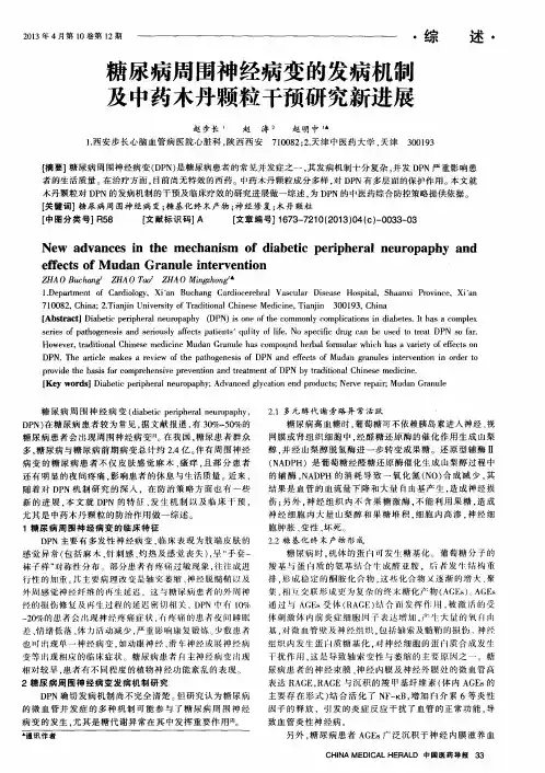 糖尿病周围神经病变的发病机制及中药木丹颗粒干预研究新进展