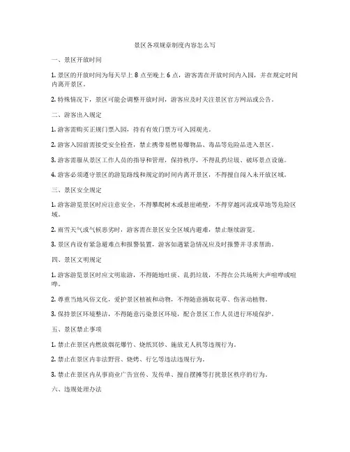 景区各项规章制度内容怎么写