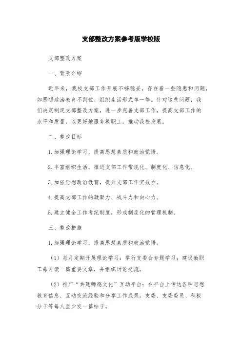 支部整改方案参考版学校版