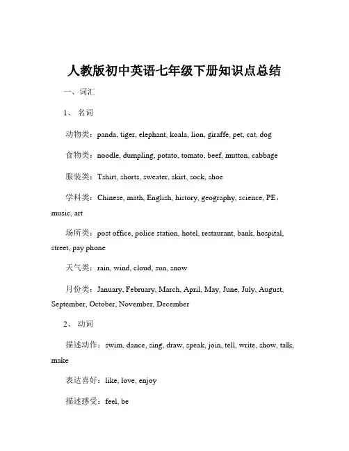 人教版初中英语七年级下册知识点总结