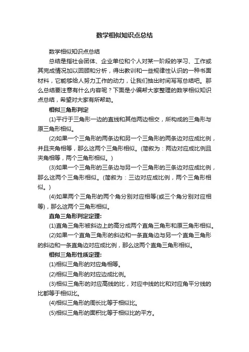 数学相似知识点总结